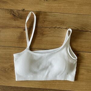 White Ribbed Crop Top/ Brallet XS
